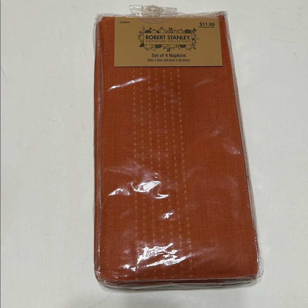 Robert Stanley Collection Napkins Set of 4 100% Cotton Burnt Orange NWT 20”x20”